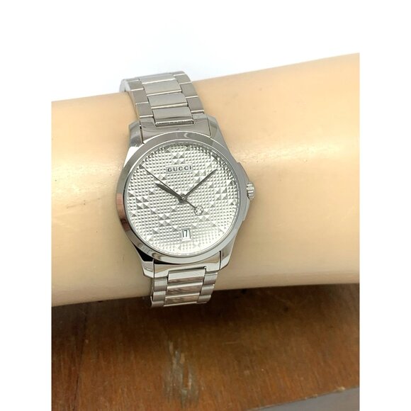 Gucci Women's Watch YA126551 G-Timeless Swiss Quartz Silver Dial Steel 27mm - Picture 11 of 14